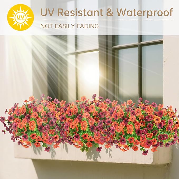 12 Bundles Artificial Flowers for Outdoor Indoor Fall Flowers Home Decoration,Fake Mums Silk Daisy Flower Bulk for Outside,Plastic Flowers UV Resistant Faux Mums for Garden Patio Balcony Autumn Decor