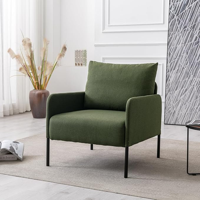 Kmax Accent Chair, Small Upholstered Living Room Chair with Back Cushion and Wide Seat for Small Speace Apartment Bedroom - Green