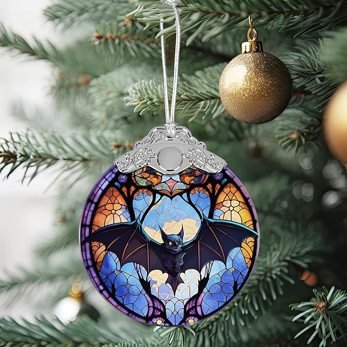 Christmas Ornament, Stained Glass Ornament, Christmas Decorations for Tree, Holiday Ornament, Unique Gift Idea - Evil Bat
