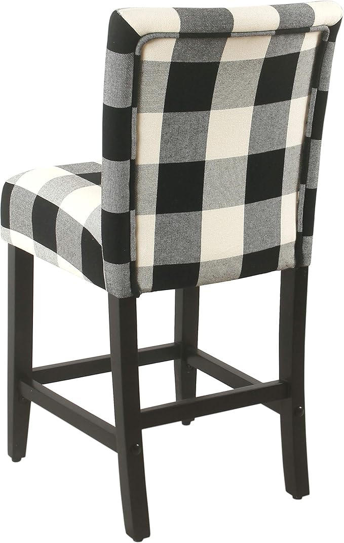 'HomePop by Kinfine Fabric Upholstered Counter Height Barstool - 24-inch, Black and Cream Geometric