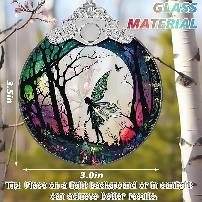Christmas Stained Glass Fairy Ornament - Home Decor - Holiday Present Ideas - Gift Exchange - Forest Fairy