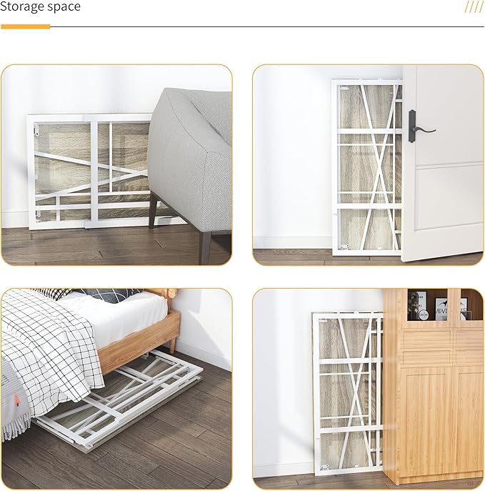 Folding Desk 40 inch Writing Gaming Computer Camping Table, No Assembly Required Home Office Desk, Beige