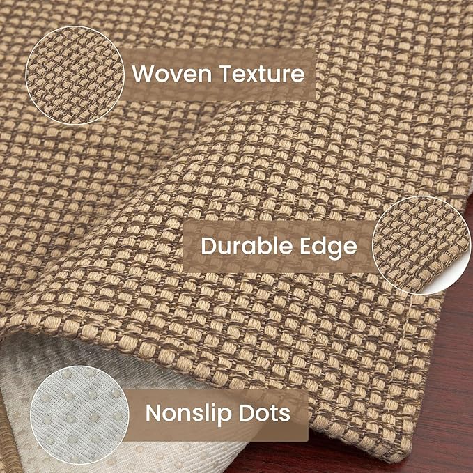 IOHOUZE Washable Exrea Long Hallway Runner Rug 3x16 Non Slip Rubber Backed Kitchen Runner Entryway Runner Indoor, Woven Rugs Floor Carpet for Kitchen Hall Entryway Stair, Orange/Tan/Brown