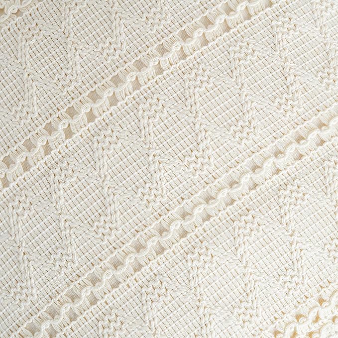 Fancy Homi Set of 2 Boho Cream Lumbar Decorative Throw Pillow Cover 12x20 Inch for Couch Bed Sofa Chair, Modern Organic Farmhouse Home Decor, Soft Cotton Cute Accent Rectangle Cushion Case