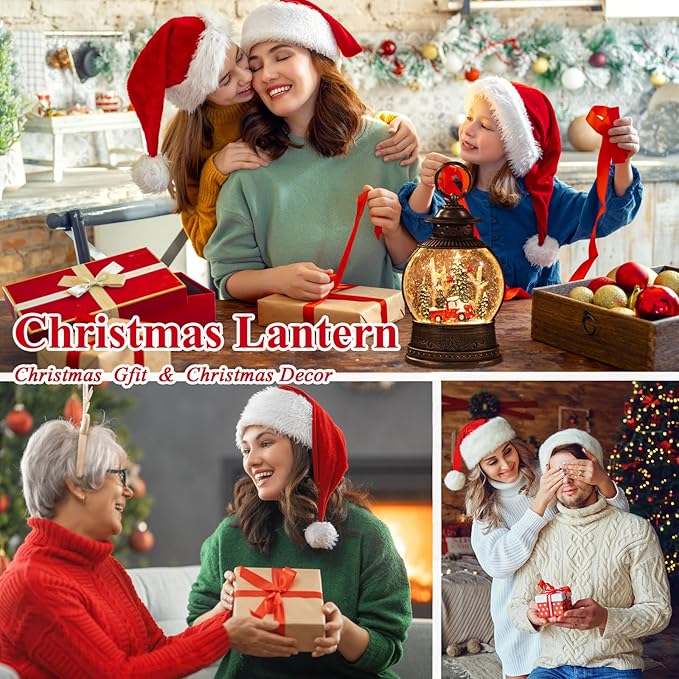 Christmas Decorations Indoor-8 Christmass Songs Christmas Snow Globe-Musical Snow Swirling Glitter & Snow Globe Decor for Tree,Indoor Holiday Home Decor Holiday Party Gifts.