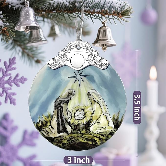 Stained Glass Nativity Ornament, Religious Christmas Ornaments, Christmas Decorations for Tree, Holiday Ornament, Christian Gifts, Religious Gifts, Gift Ideas & Xmas Gift