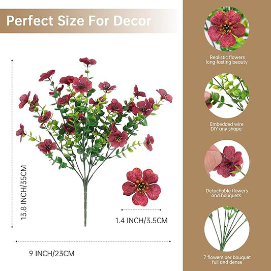 12 Bundles Artificial Flowers for Outdoor Indoor Fall Flowers Home Decoration,Fake Mums Silk Daisy Flower Bulk for Outside,Plastic Flowers UV Resistant Faux Mums for Garden Patio Balcony Autumn Decor