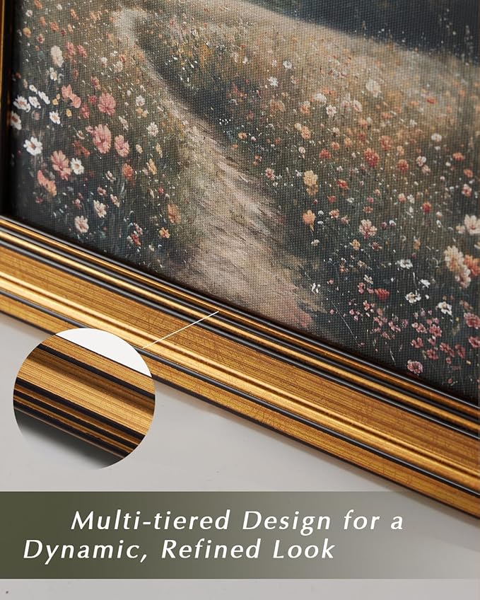 HUARCEY Gold Framed Vintage Wall Art for Living Room, Animals Painting Prints Shelf Decor for Kitchen, Aesthetic Bedroom Wall Art Decor, Christmas Gifts for Friends or Family (Seven Cranes 20"x40")