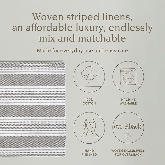 Over&Back Set of 4 Woven Placemats - Colorful Dining Table Mat - 100% Cotton - Machine Washable - Kitchen and Home Decor - Grey - 14" L X 20" W