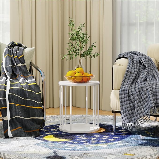 Plant Stand Indoor,small plant stool,Flower Pot Corner stand holder,Mid Century Heavy Duty Metal Tall Home Decor,Modern Round End Table,Small Rustic Display Stand for Living Room,Bedroom(White,14In)