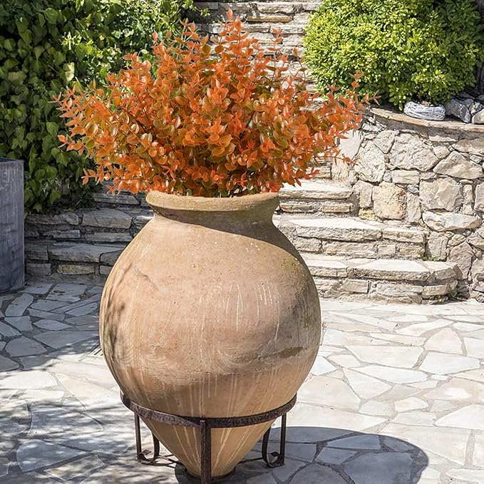 12 Bundles Artificial Flowers Fake Boxwood Shrubs UV Resistant No Fade Faux Greenery Faux Plastic Lotus for Home Garden Hanging Planter Indoor Porch Patio Office Wedding Decoration(Fall)