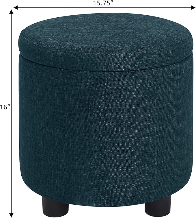 Designs4Comfort Round Accent Storage Ottoman with Reversible Tray Lid