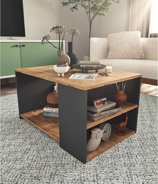 2-Tier Ideal Coffee Table - Compact Small Living Room Table with Storage