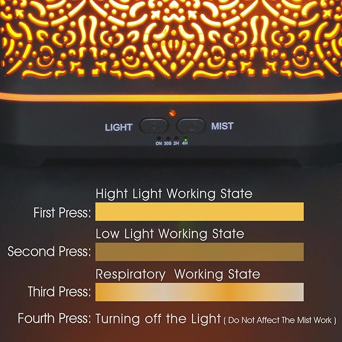 Earnest Living Essential Oil Diffuser Classic Flame Diffuser 200ml Timers Night Lights and Auto Off Function Home Office Humidifier Aromatherapy Diffusers for Essential Oils Black