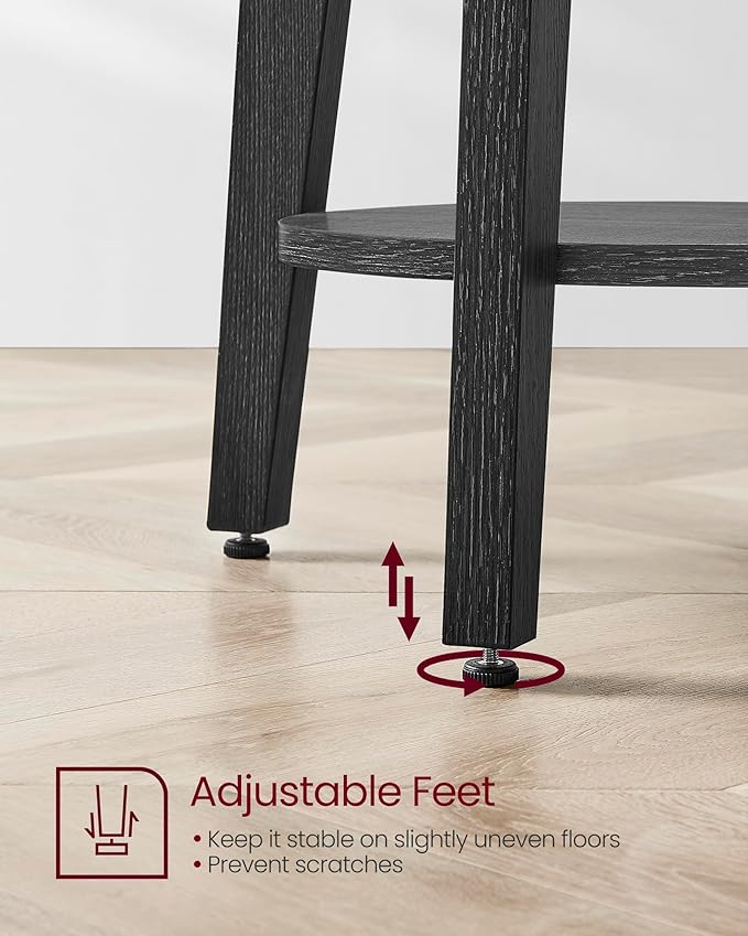 VASAGLE MAEZO Collection - Side Table, 2-Tier Small Round End Table, Nightstand with Tapered Legs, Curved Transitions, for Small Spaces, Living Room, Bedroom, Charcoal Gray ULET283T22