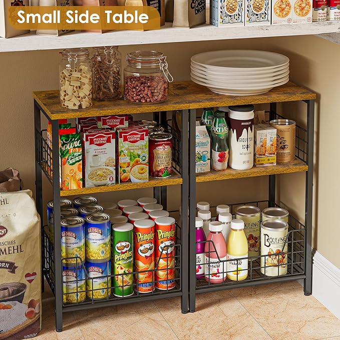 X-cosrack Side Table, Small End Table Record Player Stand with Storage, Vinyl Record Storage Night Stand for Living Room, Bedroom,Office(Patent Pending)(Rustic Brown & Black)