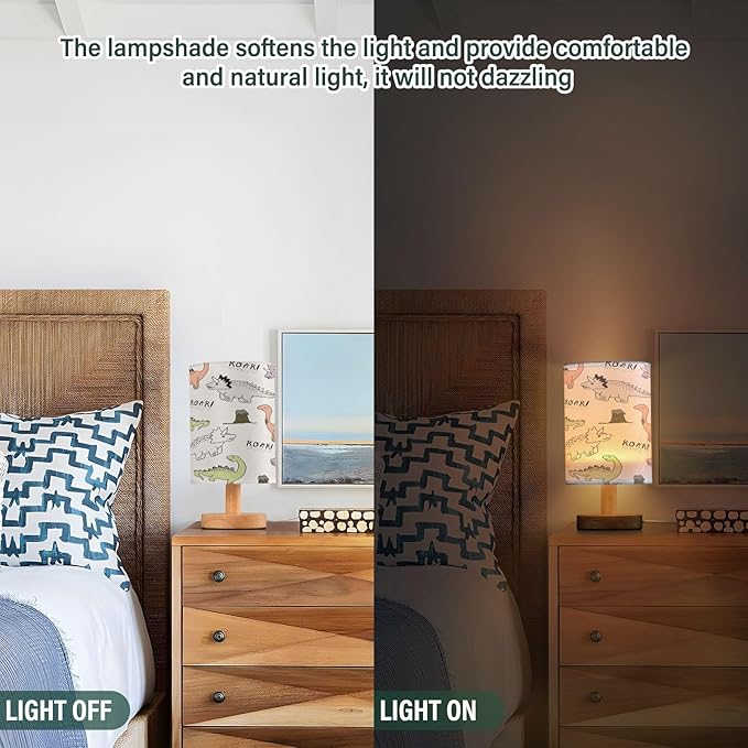 Bolaz Small Table Lamp for Bedroom Funny Dinosaur Table Lamp Nightstand Lamp for Livingroom Office Reading Working Table Desk