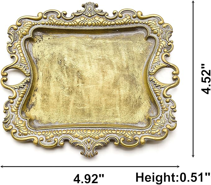 Small Antique Tray Jewelry Ring Dish, French Decor Gold Vintage Trinket Jewelry Holder, Antique Home Decor Display Trays Gifts for Women, Wedding, Birthday, for Women