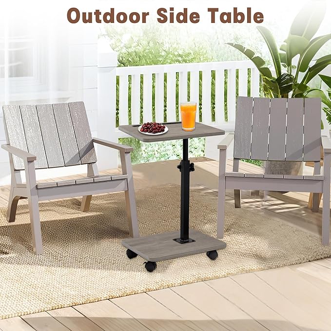 Aoligrace C Table End Table Adjustable Height, 360°Swivel TV Tray Table with Wheels, Small Side Table for Couch C Shaped End Table for Living Room Bedroom Small Spaces (Grey)