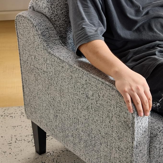 VINGLI Accent Chair for Living Room Chairs Reading Chair for Bedroom Chair Scooped Arm Chair Mid Century Modern Accent Chairs Upholstered Comfy Chair for Apartment, Waiting Room (2, Texture Gray)
