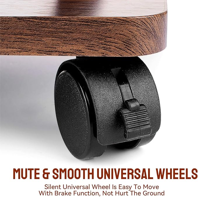 C Shaped End Table, C Shaped Side Table with Rolling Wheels, Side Table for Couches, Sofa Tables Slide Under Couch for Living Room, Over Couch TV Tray Table for Small Spaces(Walnut)