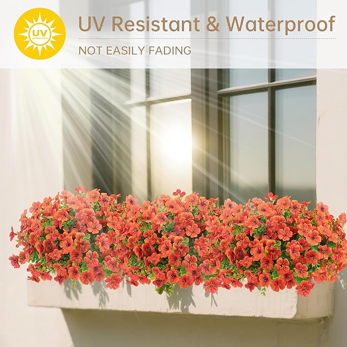 12 Bundles Artificial Flowers for Outdoors Indoor Fall Flowers Home Decoration,Fake Mums Silk Daisy Flower Plant for Outside,Plastic Flower UV Resistant Faux Mums for Garden Patio Boxwood Autumn Decor