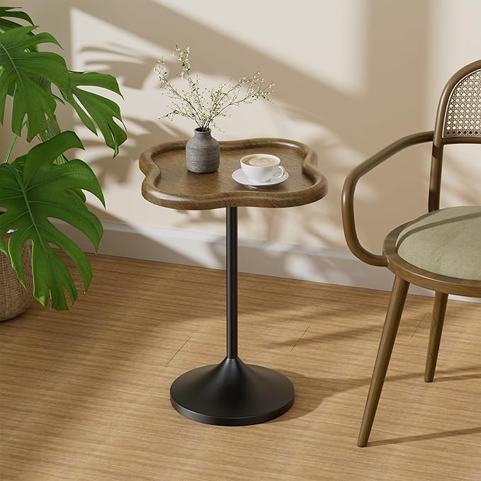 Solid Wood End Table, Sofa Side Table for Small Spaces, Modern Coffee Tables for Living Room, Bedroom, Farmhouse, Office, Walnut