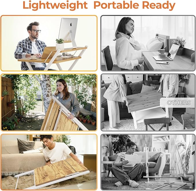 GreenForest No Assembly Folding Desk, 2-Tier Compact Computer Desk with Shelf, 30 inch Space Saving Foldable Table for Home Office, Dorm or Apartment, Portable Collapsible Sturdy Laptop Desk, Oak