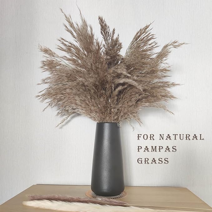10" Black Vase - Tall Black Ceramic vase for Flower, Simple Matte Black Vases for Pampas Grass, Minimalist Farmhouse Boho vases for Centerpieces, Home Decor, Bathroom Decor
