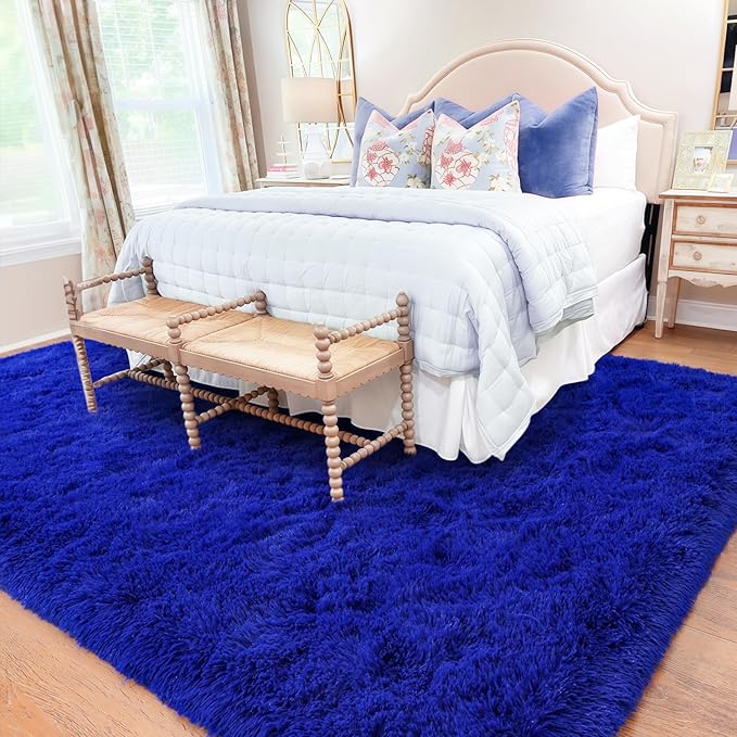 Rugs for Living Room 5x7, Soft Shaggy Modern Shag Area Rug for Bedroom, Upgrade Non-Slip Plush Fluffy Carpet for Kids Boys Girls Room Home Decor Aesthetic, Royal Blue