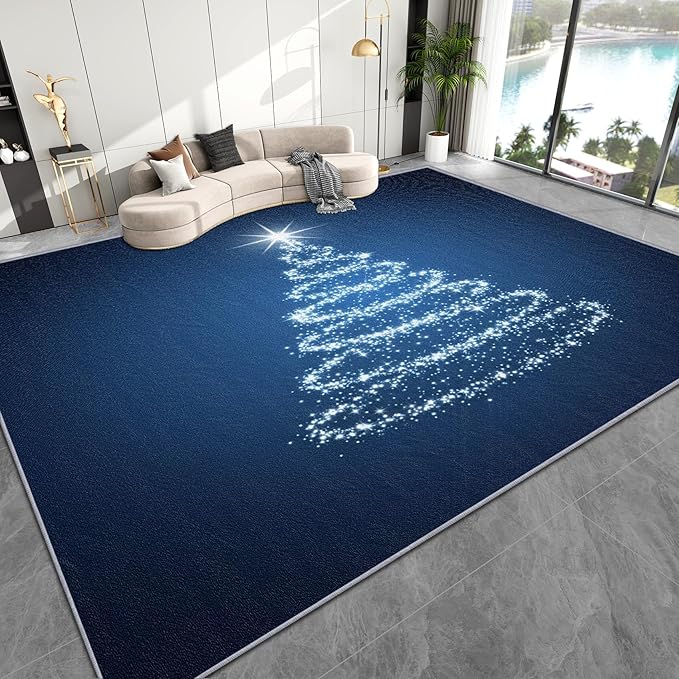 Christmas Tree Rug Big - 5x8 Rug, Abstract Xmas Tree Living Room Rugs, Christmas Bedroom Rugs, Modern Xmas Carpet, Holiday Kids Home Decor & Gifts