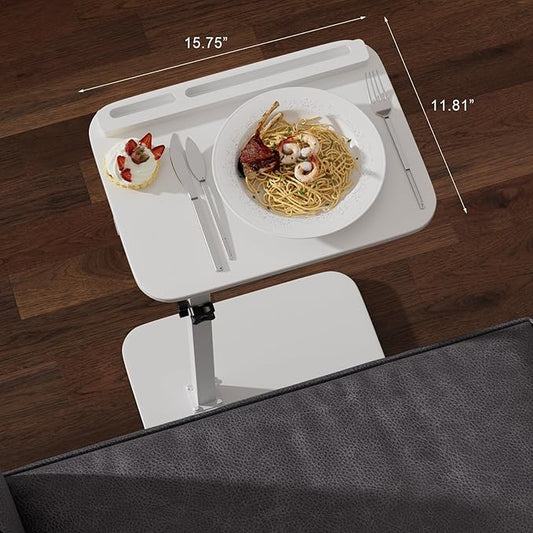 TV Tray Sofa Side Table - Set of 2 Multi-Purpose C Table Laptop Table Couch Dinner Tray Table with Swivel Top for Working Reading Eating, Fits Livingroom Bedroom