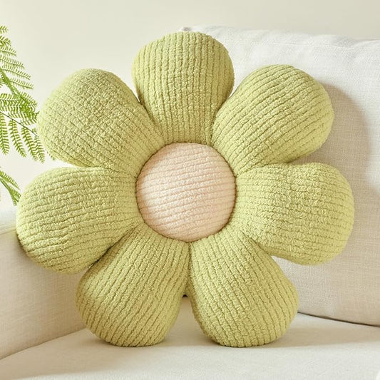 Xuyier Flower Shaped Throw Pillow,Soft Daisy Pillow with Decorative Pillows for Bed Couch Chair Floor, Flower Plush Pillows for Living Room Bed Room Seat Cushion(14.9" Sage Green)