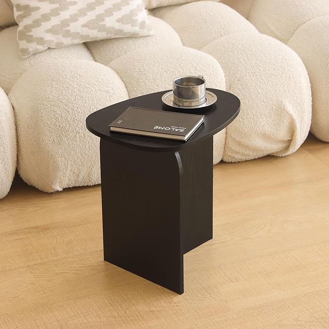 AWASEN Black Side Table, Small Triangle End Table Living Room, Modern Accent Table with Unique Tabletop, Mini Bedside Table for Small Spaces, Black