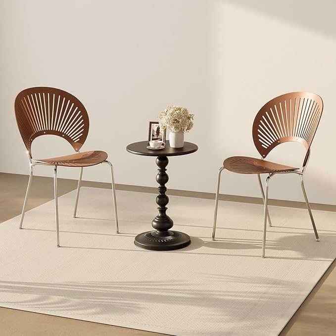 Metal Round Side Table, Small Drink Table for Small Spaces, Matte Modern Accent End Tables Coffee Tables, Pedestal Tables for Living Room, Bedroom, Corners, and Office, 21'' Height (Black)