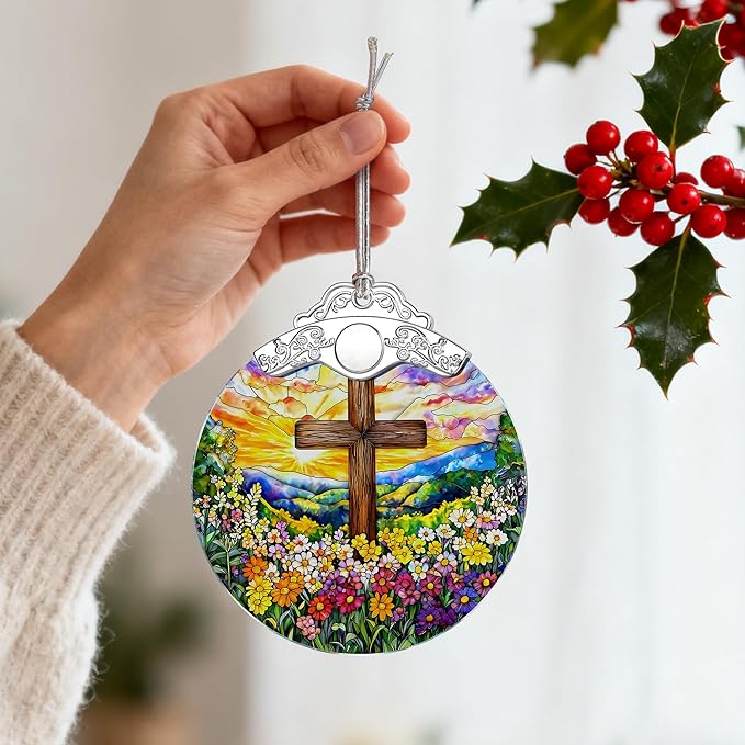 Catholic Cross Ornament, Christian Christmas Ornament, Christmas Tree Ornament, Religious Home Decor, Christian Gifts for Her, Religious Gifts, Gift Exchange, Gift Idea - Pattern A