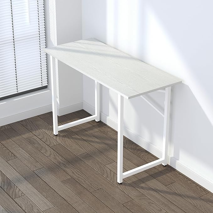 Folding Desk 47 inch No Assembly Required Home Office Table, Writing Gaming Computer Camping Desk, White