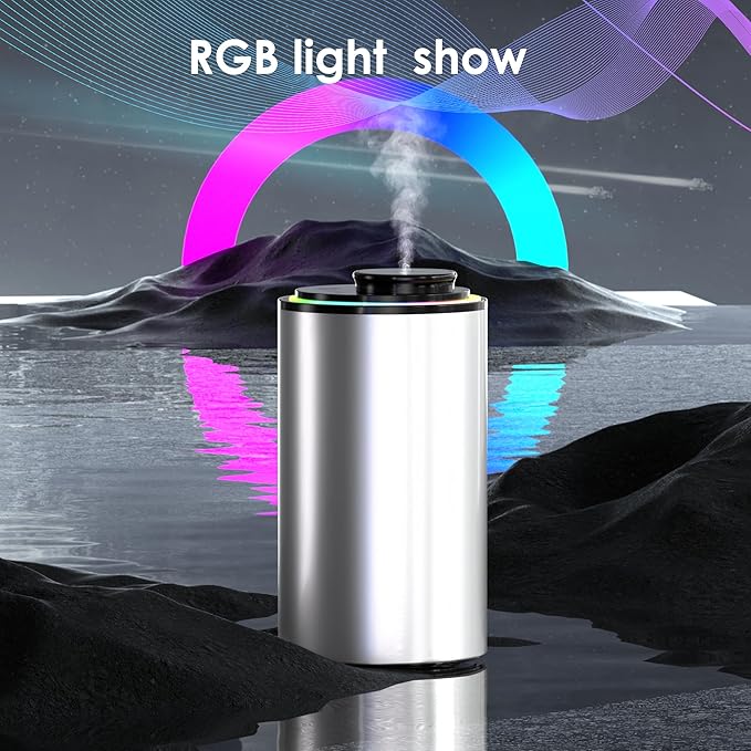 Waterless Essential Oil Diffuser,Diffuser, Portable Aromatherapy Diffuser,3 Countdown Timers & 3 Mist Levels for Home, Room, Car, Office (Silver)