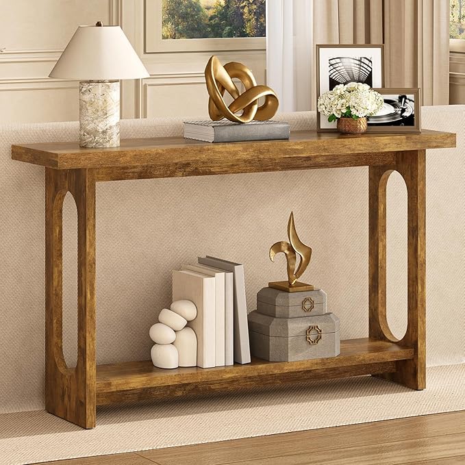 Farmhouse Console Table, 55inch Wood Vintage Console Table Narrow Sofa Tables Hallway Tables for Entryway, Living Room, Foyer