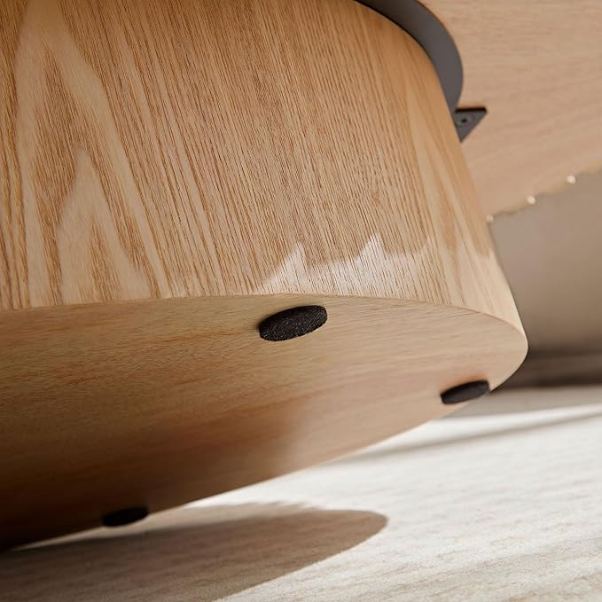 Oval Coffee Table, 43.7" Modern Coffee Table Wood Side Table Accent End Table Center Table with Sturdy Pedestal for Living Room Bedroom Apartment, Oak