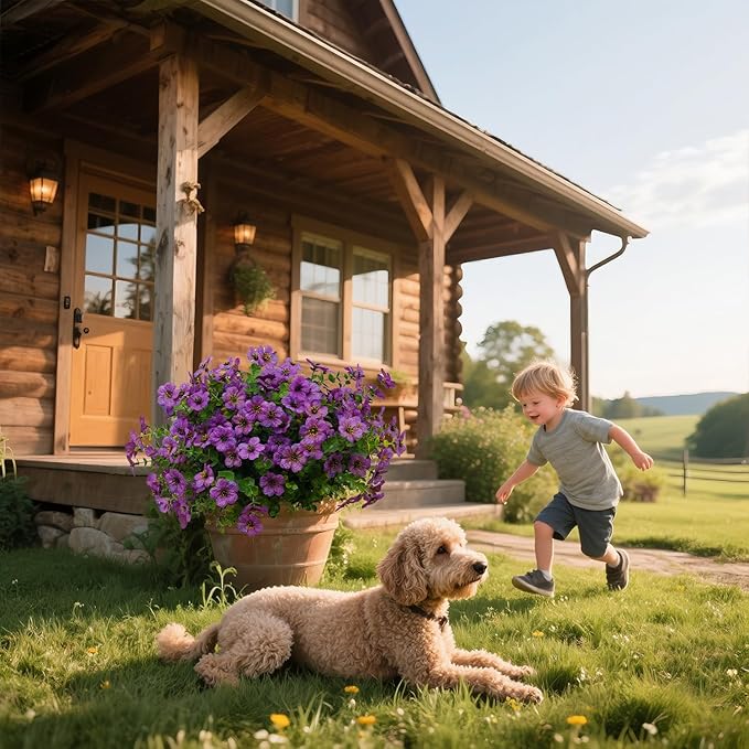 12 Bundles Artificial Flowers for Outdoor Indoor Fake Flowers uv Resistant Artificial Outdoor Flowers Fake Plants for Porch Garden Home Patio Decor (Purple)