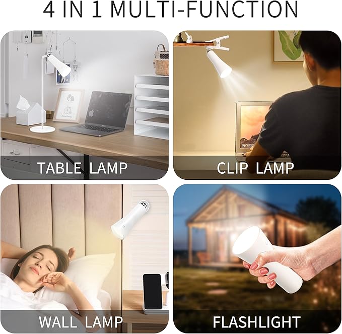 Wireless Desk Lamp LED Cordless Table Lamp for Home Office Eye-Caring Light,3 Color Modes,4-in-1 Magnetic Lamp,Touch Control Desk lamp for Reading