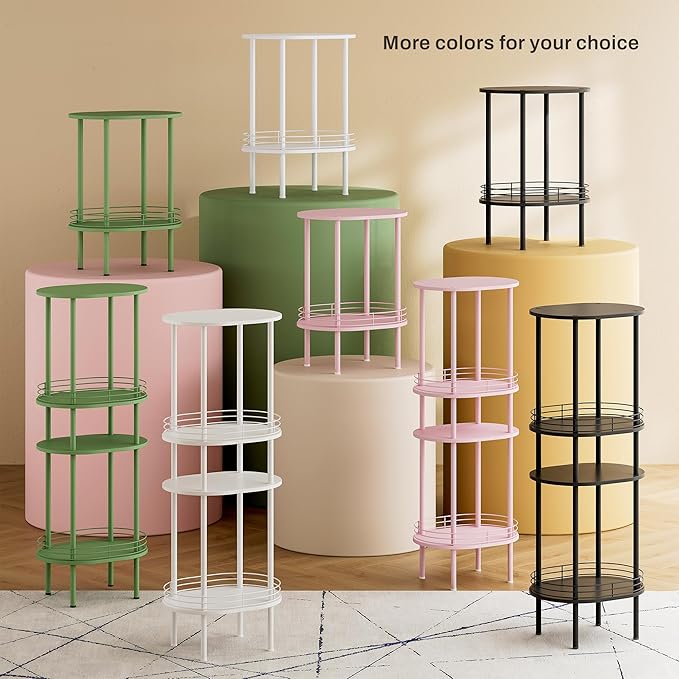 Small Round Side Table,Bedside Table with Storage, Morden Round Nightstand, Samll Side Table for Living Room，Bathroom，Bedroom, Nursery, Laundry, Pink