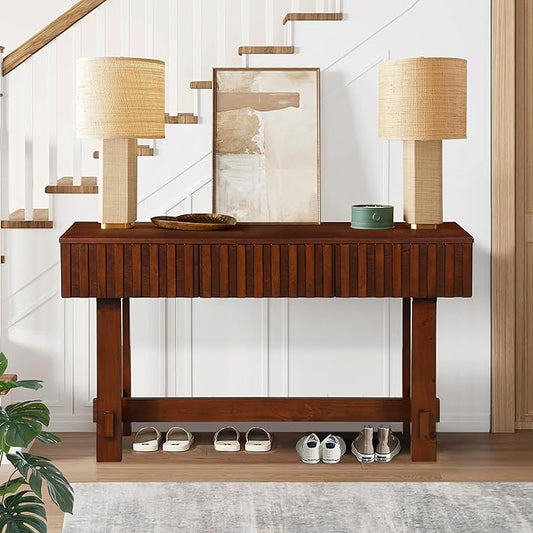 52" Wood Console Table for Entryway, Modern Sofa Table with Storage Drawers for Living Room TV, Hallway Entrance Foyer