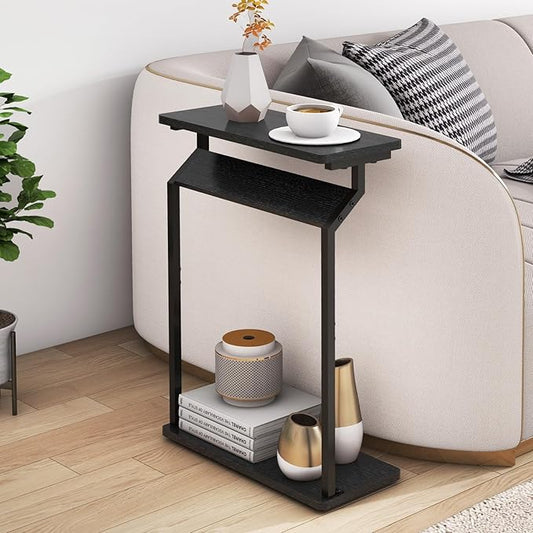 Livofloral Narrow Side Table for Small Spaces, Small End Table, Slim Couch Tray Tables, Small Side Table for Couch, Skinny Thin End Tables for Living Room, Bedroom, Black