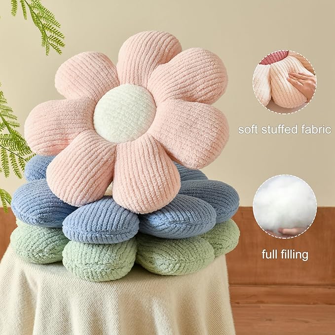 Xuyier Flower Shaped Throw Pillow,Soft Daisy Pillow with Decorative Pillows for Bed Couch Chair Floor, Flower Plush Pillows for Living Room Bed Room Seat Cushion(19.6" Pink)