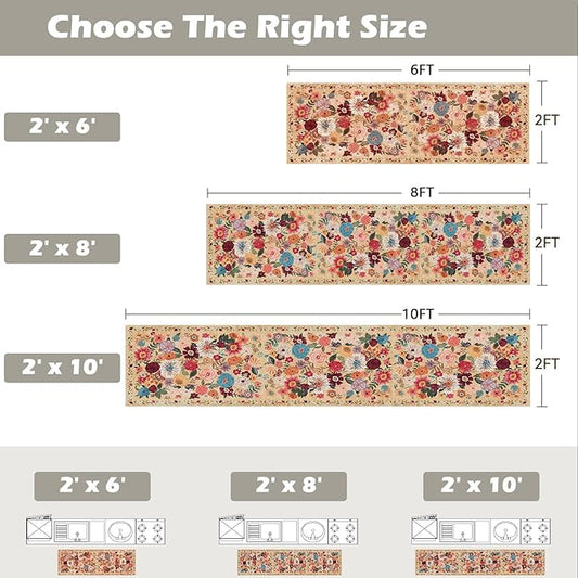 Rug for Hallways Kitchen Rug 2x6, Non Slip Washable Rugs with Rubber Backing Soft Floral Carpet Runner for Hallways, Kitchen, Laundry, Bedroom, Bathroom(Yellow Garden, 2 x 6)