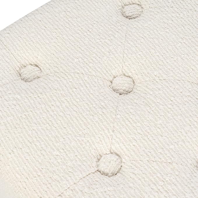 Adeco 18" White Square Storage Ottoman with Tray, Modern Cube Ottoman Coffee Table for Dorm, Bedroom