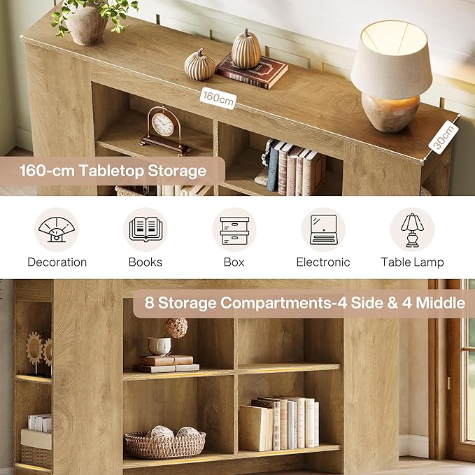 Tribesigns Console Table with Storage, 63" Farmhouse Wooden Entryway Sofa Table, Heavy Duty Console Cabinet for Living Room, Hallway, Entrance, Brown