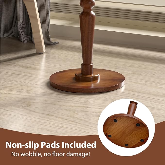 Small Wood Round Side Table - Modern Accent Nightstand Pedestal Table for Living Room, Bedroom - Compact Drink Table for Small Spaces, Corners, Office